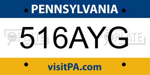 516AYG Pennsylvania License Plate