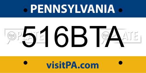516BTA Pennsylvania License Plate