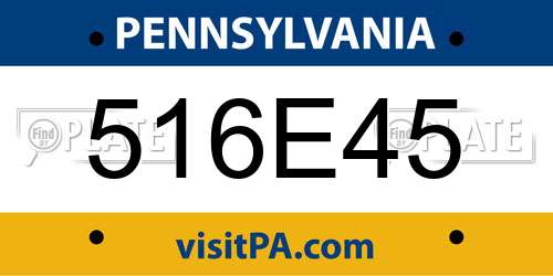 516E45 Pennsylvania License Plate
