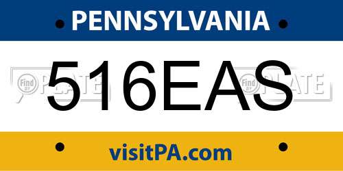 516EAS Pennsylvania License Plate