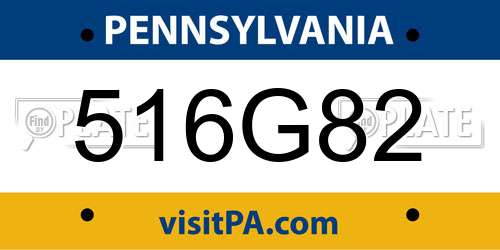 516G82 Pennsylvania License Plate