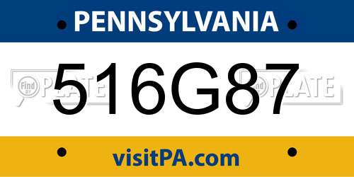 516G87 Pennsylvania License Plate
