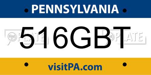 516GBT Pennsylvania License Plate