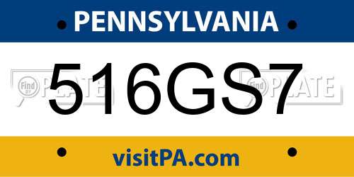 516GS7 Pennsylvania License Plate