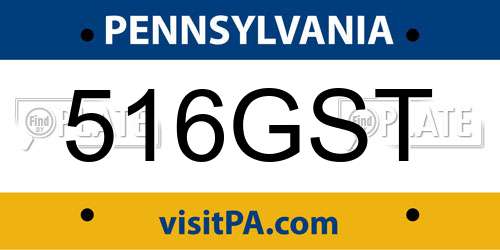 516GST Pennsylvania License Plate