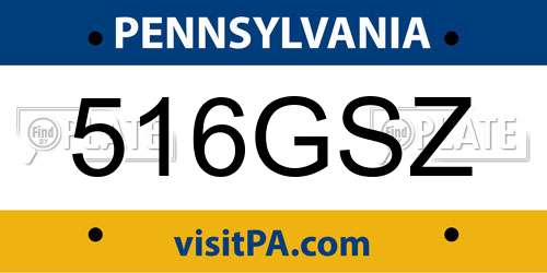 516GSZ Pennsylvania License Plate