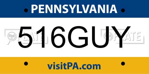 516GUY Pennsylvania License Plate