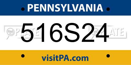 516S24 Pennsylvania License Plate