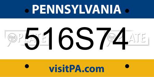 516S74 Pennsylvania License Plate