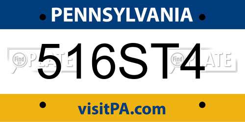 516ST4 Pennsylvania License Plate