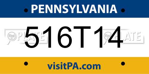 516T14 Pennsylvania License Plate