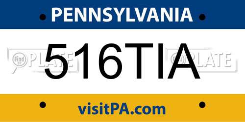 516TIA Pennsylvania License Plate