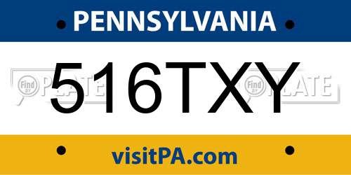 516TXY Pennsylvania License Plate