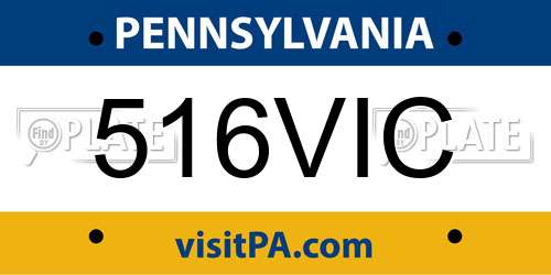 516VIC Pennsylvania License Plate