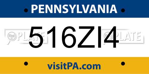 516ZI4 Pennsylvania License Plate