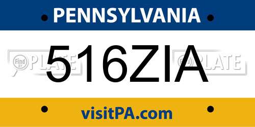 516ZIA Pennsylvania License Plate