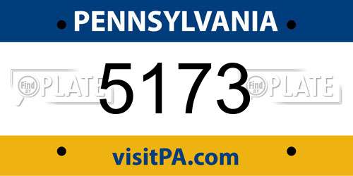 5173 Pennsylvania License Plate