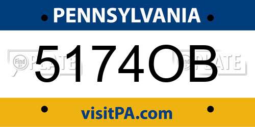5174OB Pennsylvania License Plate