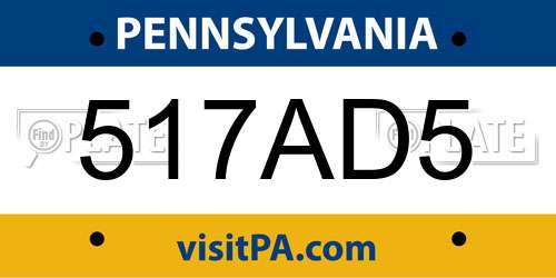 517AD5 Pennsylvania License Plate