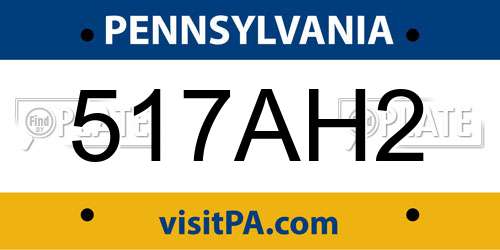 517AH2 Pennsylvania License Plate