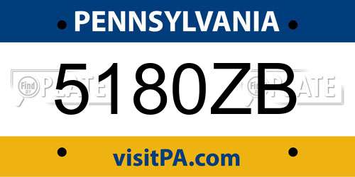 5180ZB Pennsylvania License Plate