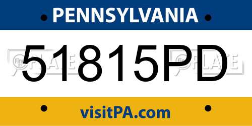 51815PD Pennsylvania License Plate