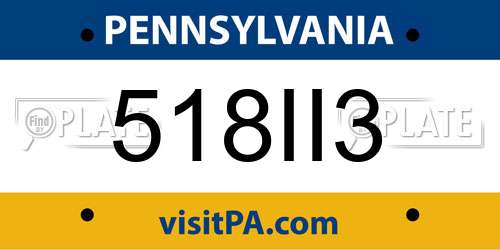 518II3 Pennsylvania License Plate