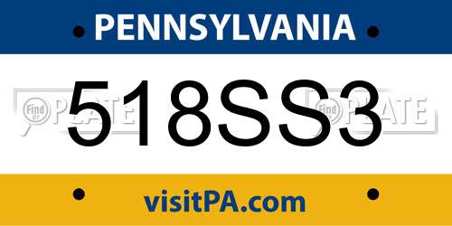 518SS3 Pennsylvania License Plate