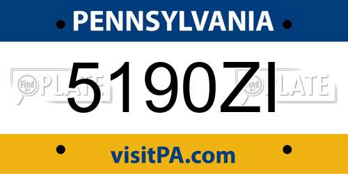 5190ZI Pennsylvania License Plate