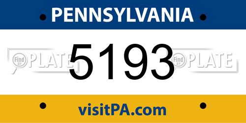 5193 Pennsylvania License Plate