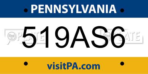 519AS6 Pennsylvania License Plate