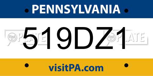 519DZ1 Pennsylvania License Plate