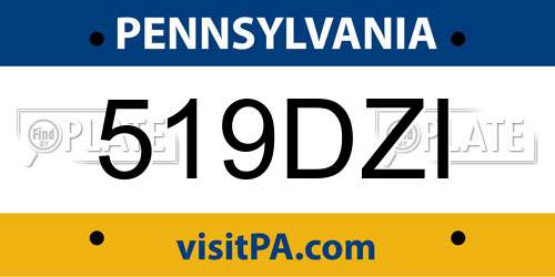 519DZI Pennsylvania License Plate