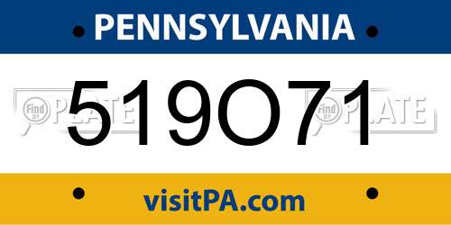 519O71 Pennsylvania License Plate