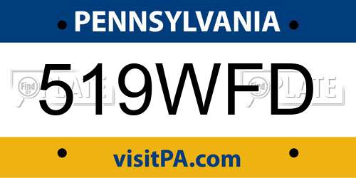 519WFD Pennsylvania License Plate