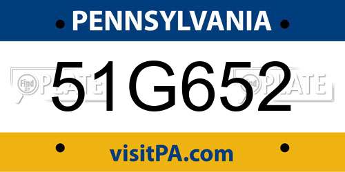 51G652 Pennsylvania License Plate