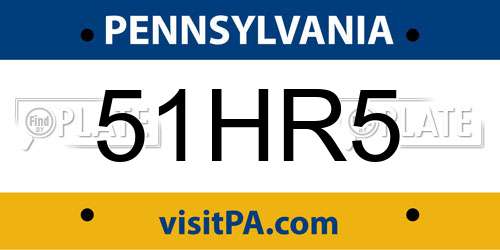 51HR5 Pennsylvania License Plate