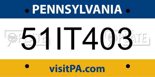 51IT403 Pennsylvania License Plate