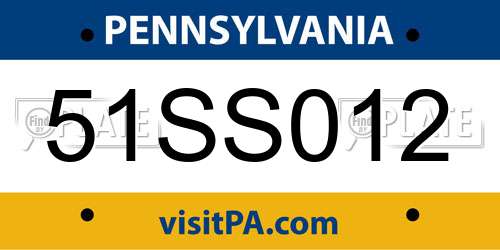 51SS012 Pennsylvania License Plate