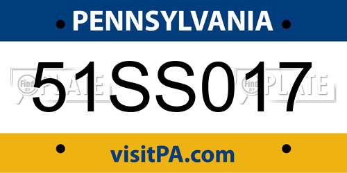 51SS017 Pennsylvania License Plate
