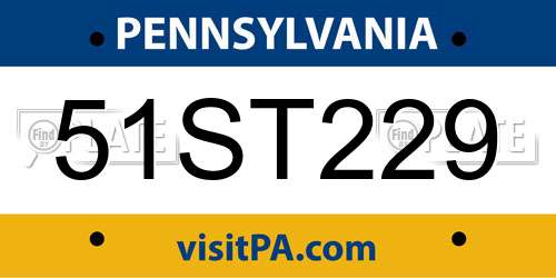 51ST229 Pennsylvania License Plate