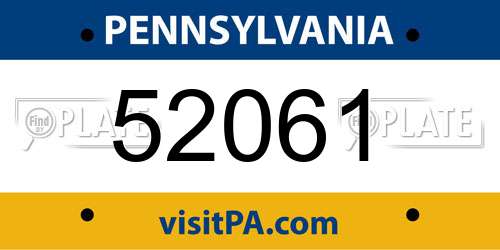 52061 Pennsylvania License Plate