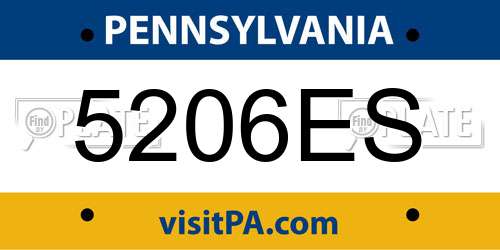 5206ES Pennsylvania License Plate