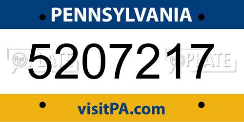 5207217 Pennsylvania License Plate