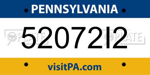 52072I2 Pennsylvania License Plate
