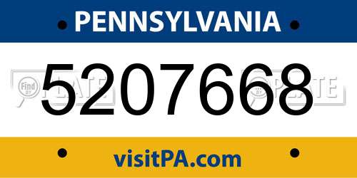 5207668 Pennsylvania License Plate