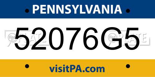52076G5 Pennsylvania License Plate