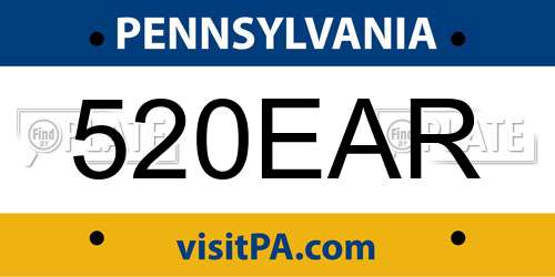520EAR Pennsylvania License Plate