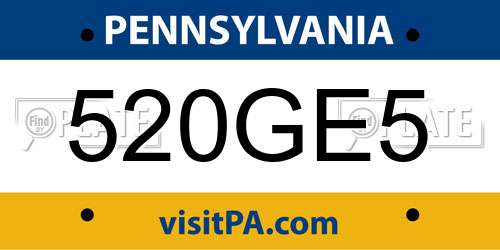 520GE5 Pennsylvania License Plate