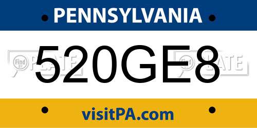 520GE8 Pennsylvania License Plate